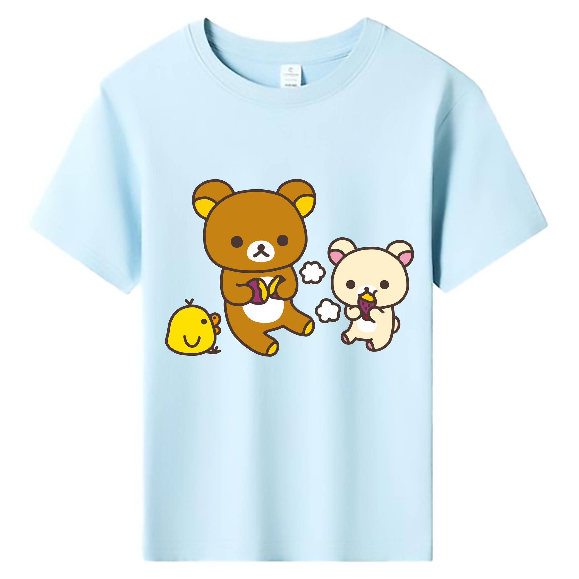 （画像用） リラックマ リラックマ キイロイトリ Rilakkuma Korilakkuma Kiiroitori 綿100％キッズTシャツ（フロントプリント）
